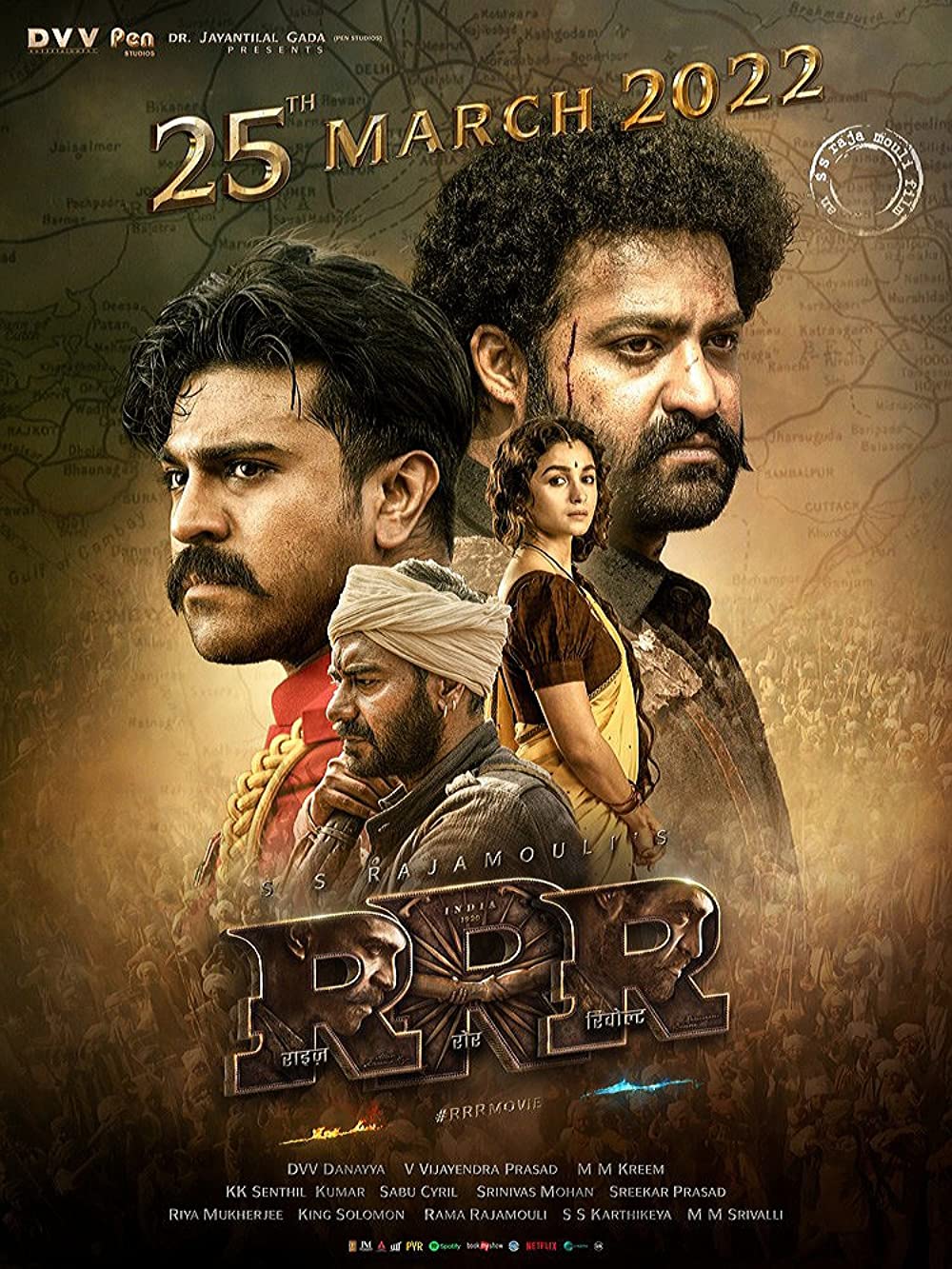 RRR (Rise Roar Revolt) (2022) WEBRip 1080p HD Dual Latino / Hindi